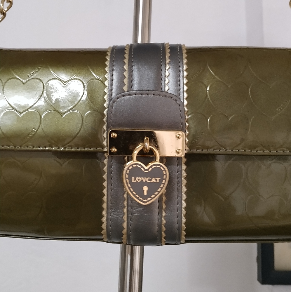 Lovcat Paris Olive green patent leather Shoulder bag - Picture 8 of 15